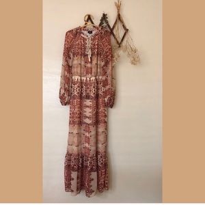 Mossimo Supply Co. Rust and Cream Floral Maxi Dress